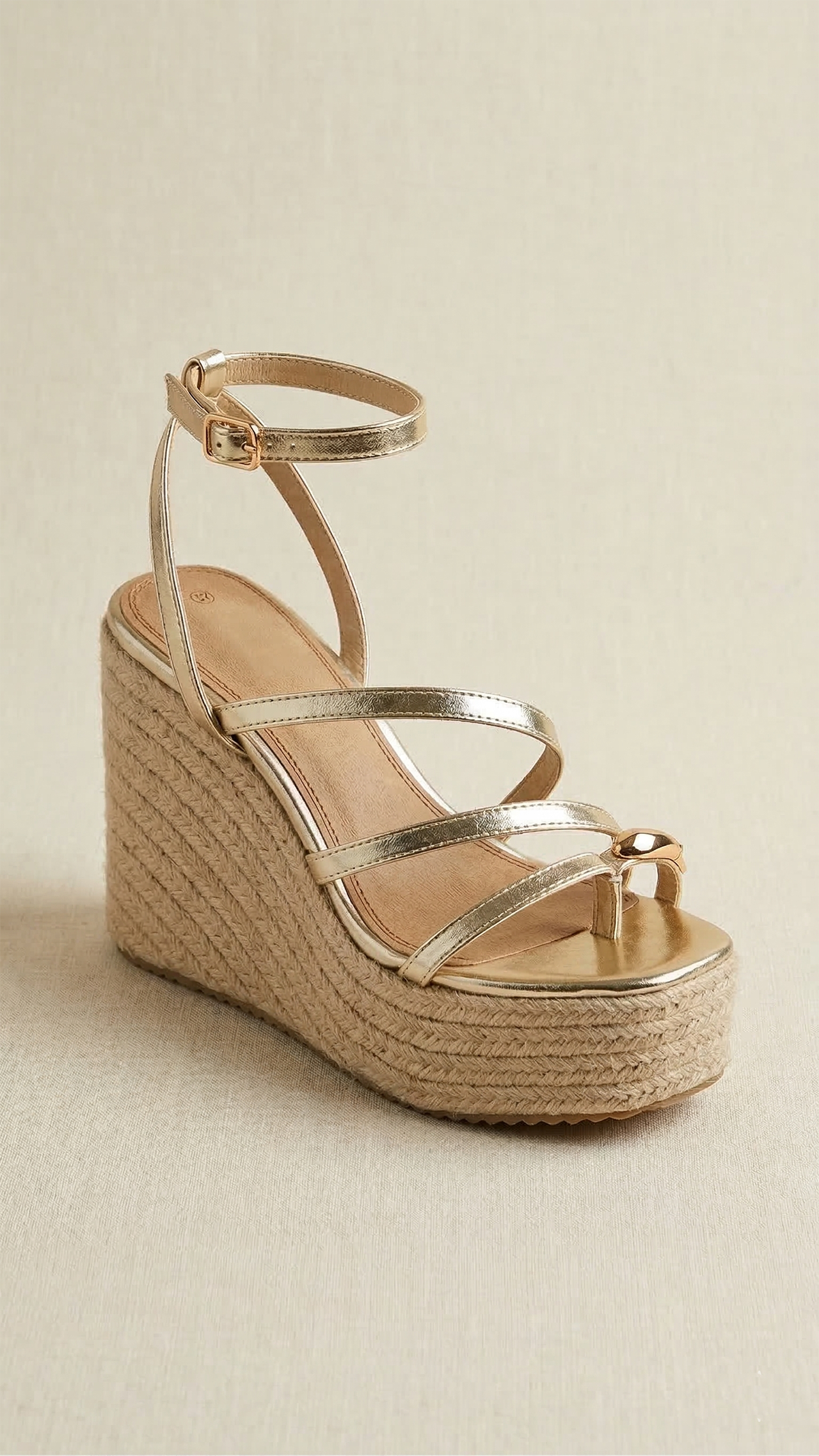 SANDALIAS CUÑA DORADAS - Imagen 3