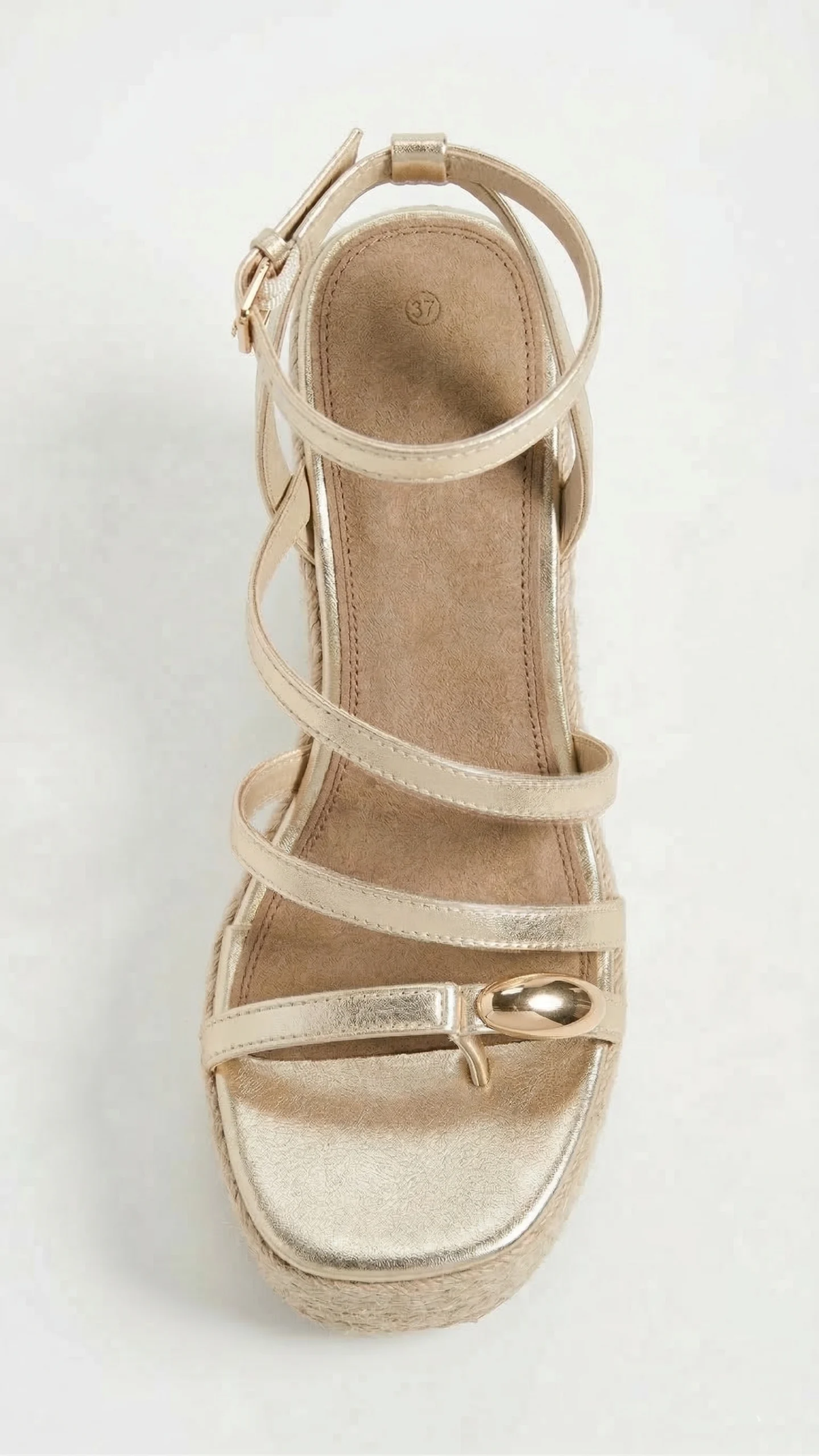SANDALIAS CUÑA DORADAS - Imagen 4
