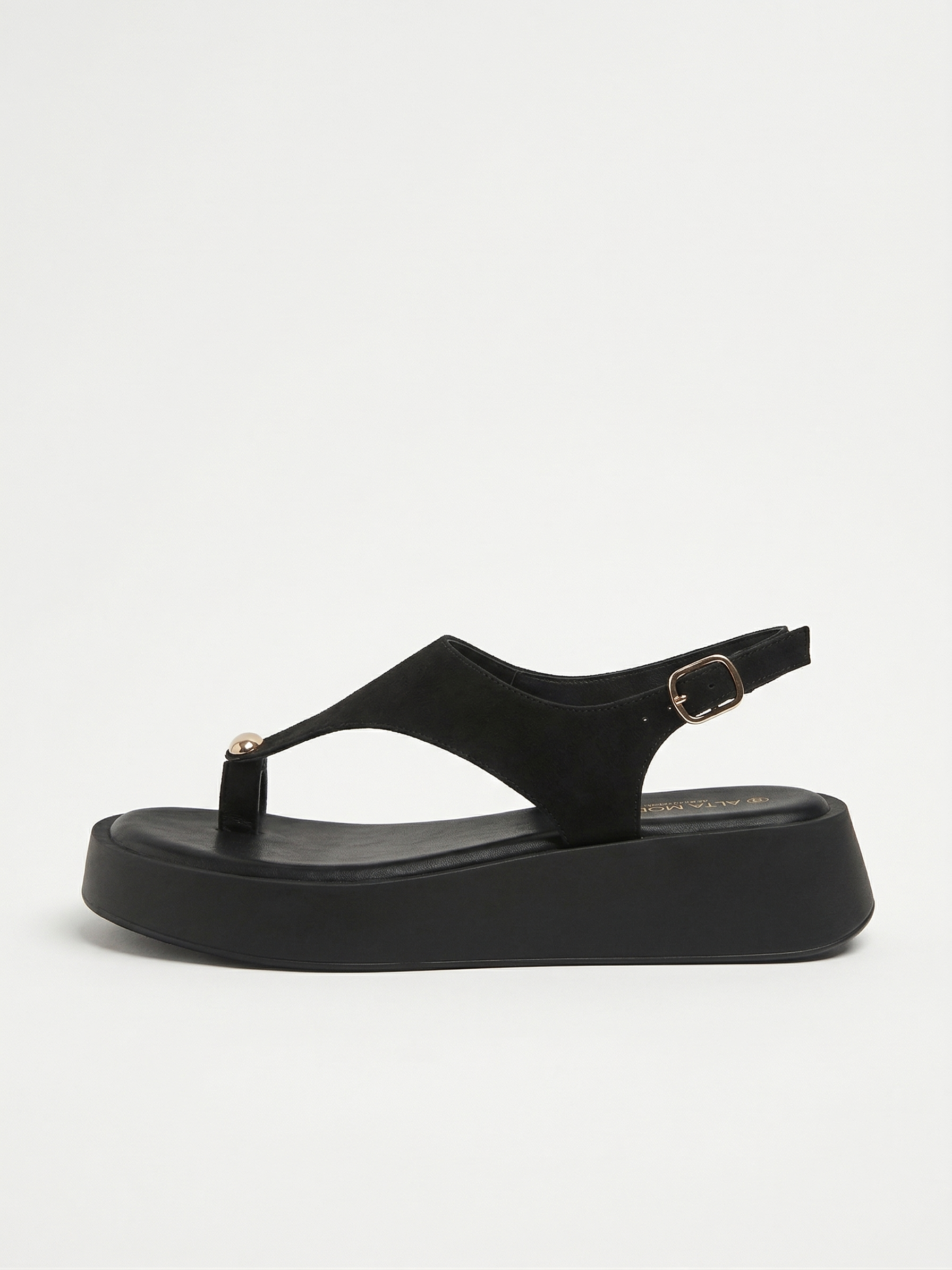 SANDALIAS NEGRA DETALLE DORADO - Imagen 5