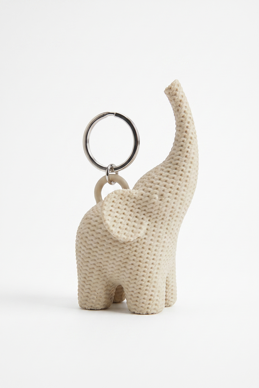 Charm de Bolso Elefante de la Suerte - Efecto crochet