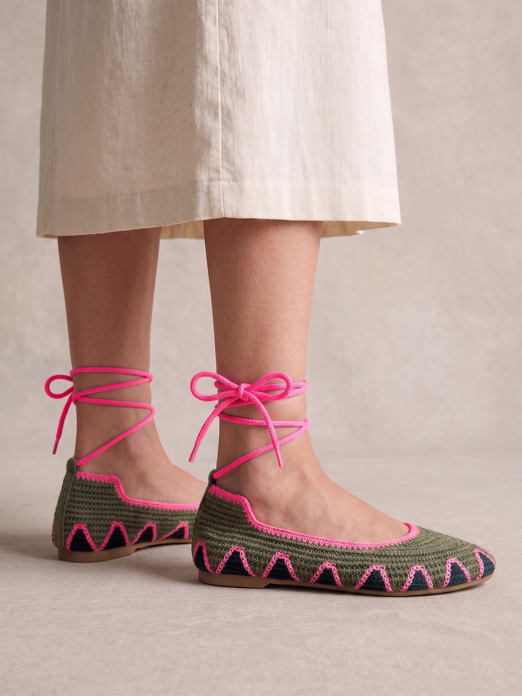BAILARINAS CROCHET TREND GREEN/PINK - Imagen 2