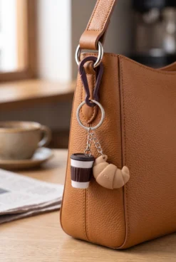 Alternative view of Coffee & Croissant Bag Charm
